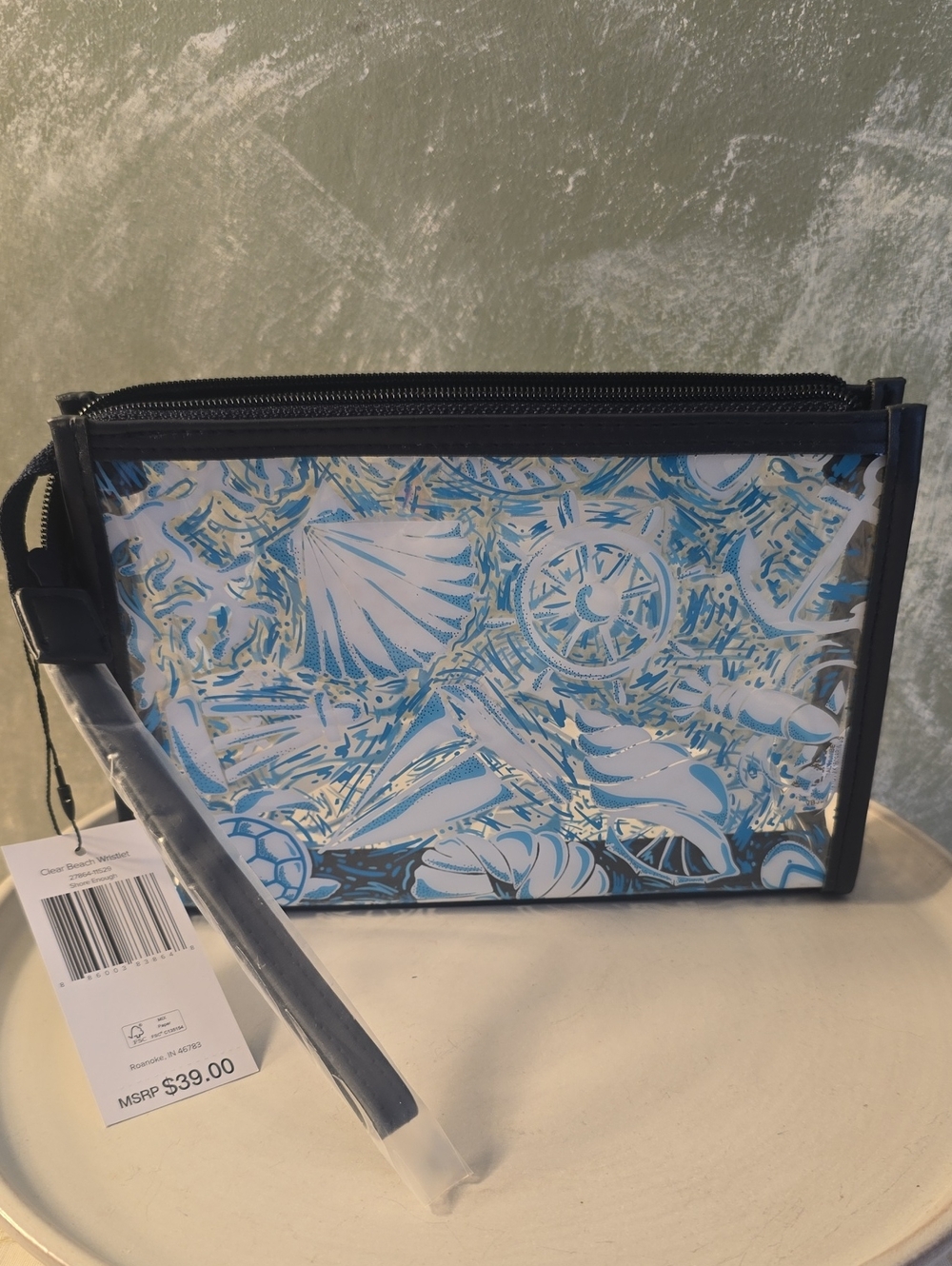 Vera Bradley Blue Seashell-Print Wristlet Clutch - Clear Shore Enough New